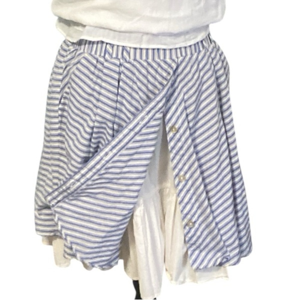 ZARA Milkmaid Blue & White Striped Layered Petti-Skirt Pockets Women’s size M